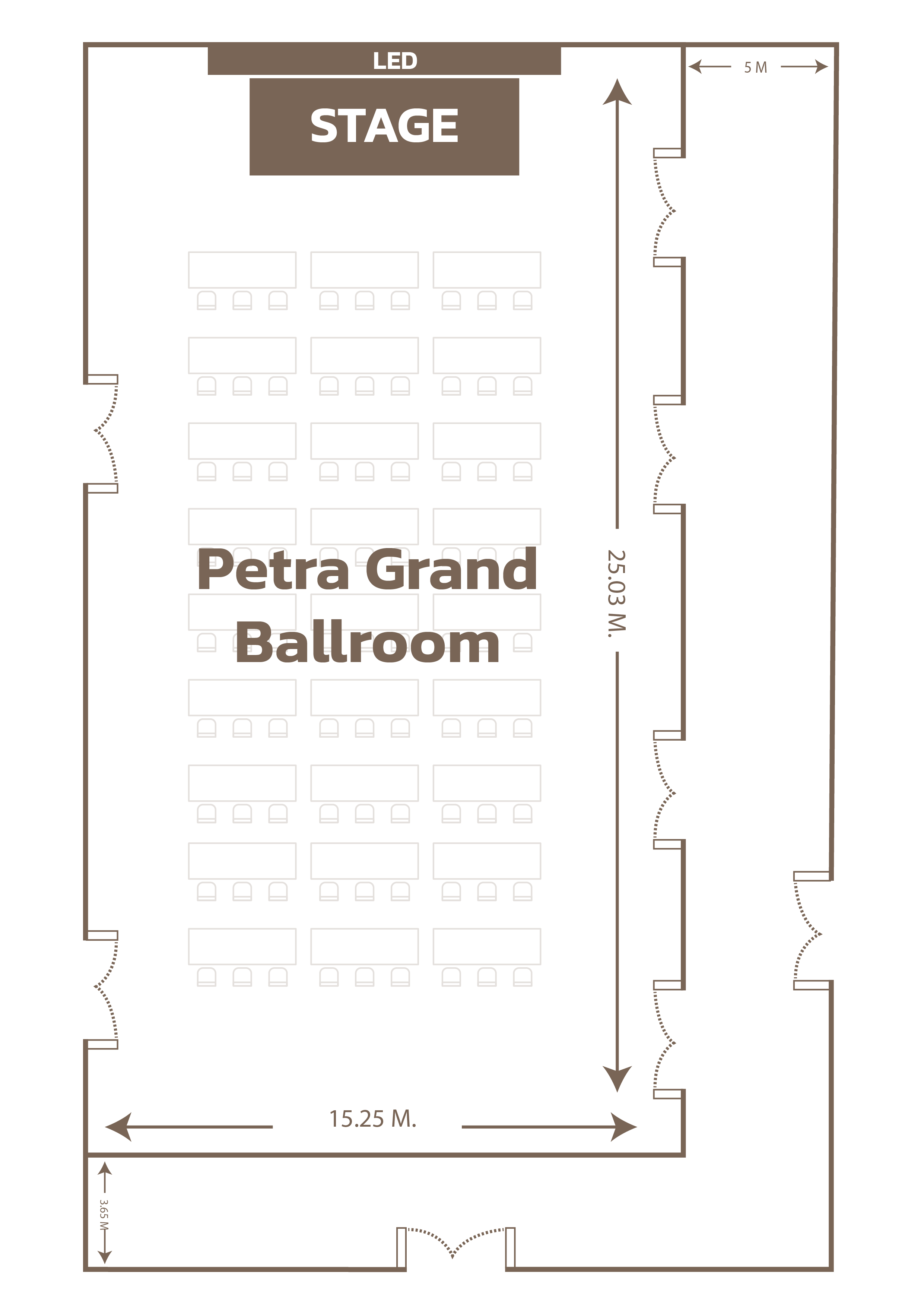 ห้องแกรนด์บอลรูม เพทรา Floor Plan